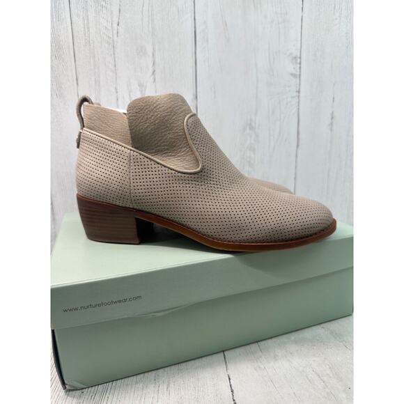 Nurture NEW Ankle Leather Mesh Booties Carnes Gris Taupe Sz 7.5 in Box Side Zip - Picture 4 of 12